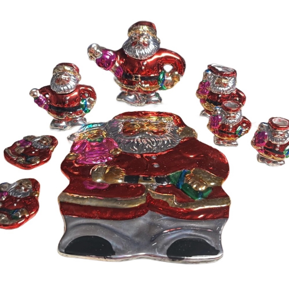 Style-Eyes by Baum Bros. Mini- 10 Piece Tea Set Metallic Santa Claus (New) - Picture 2 of 12